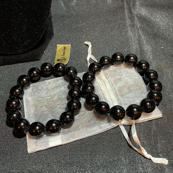 NWT set of two black bead stretch bracelets called Have A Ball - Picture 2 of 4